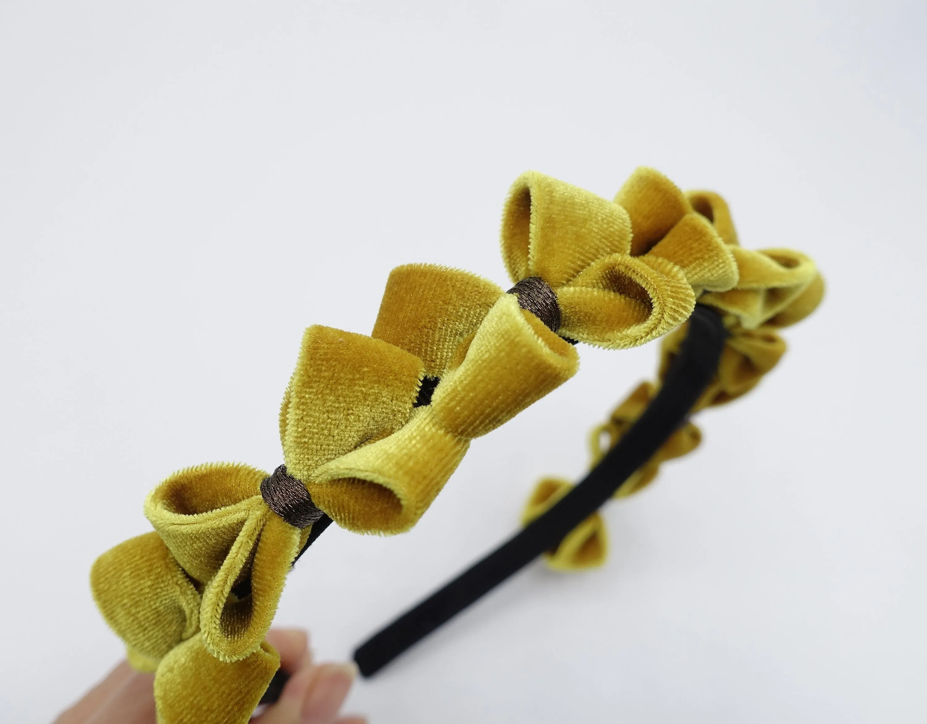 velvet bow headband, tiny bow embellished headband for women