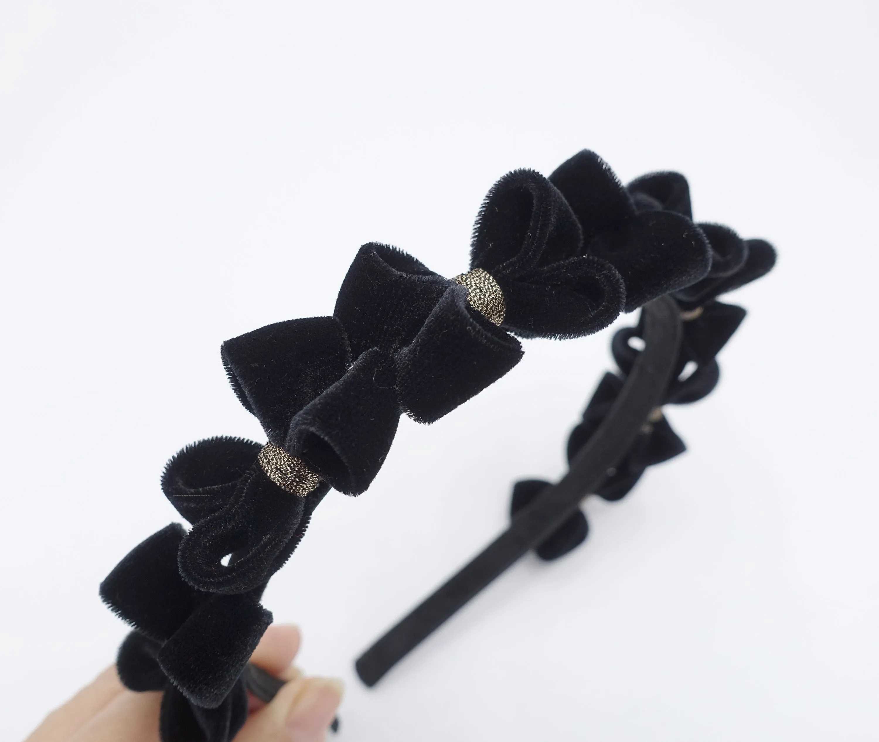 velvet bow headband, tiny bow embellished headband for women