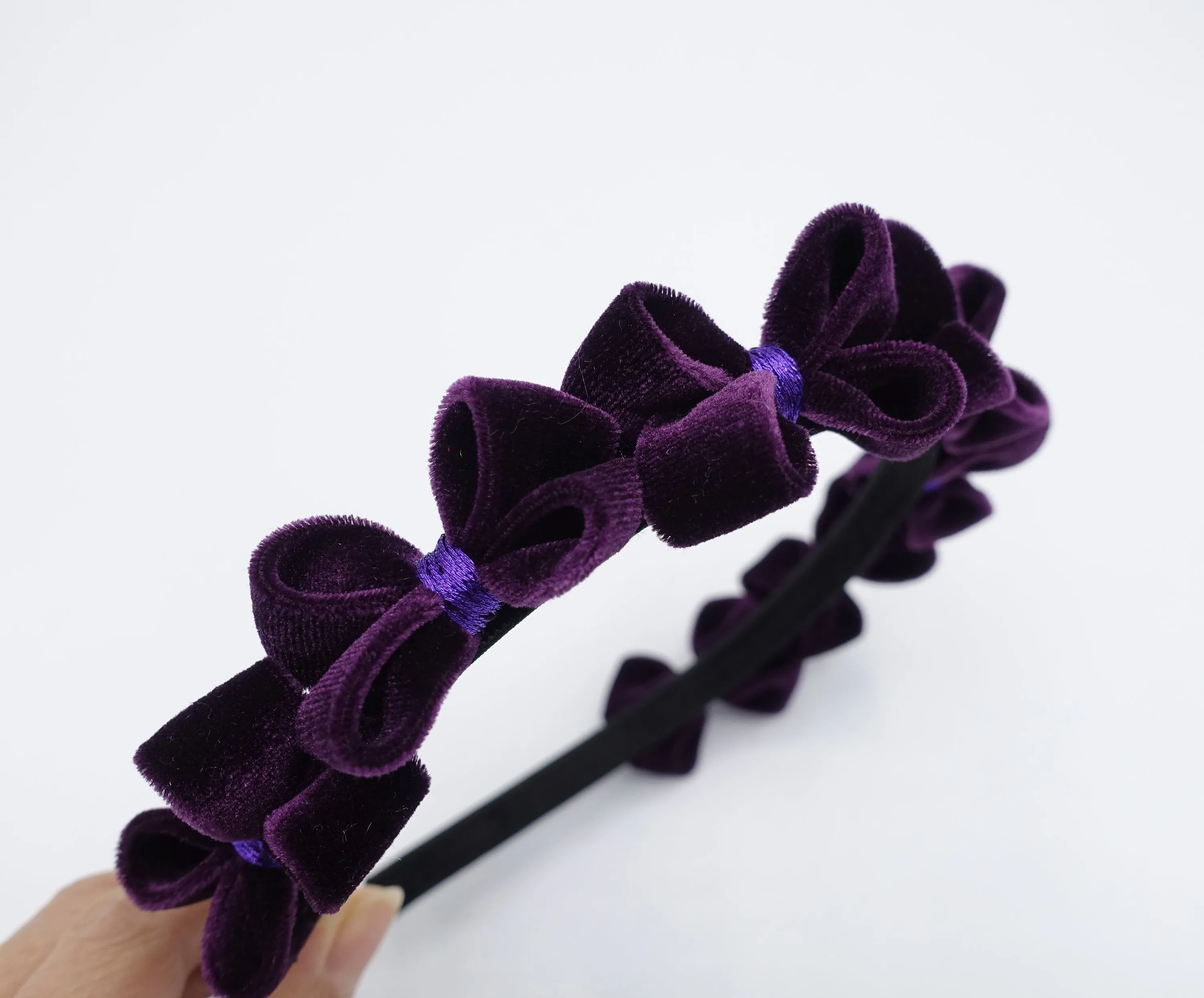 velvet bow headband, tiny bow embellished headband for women