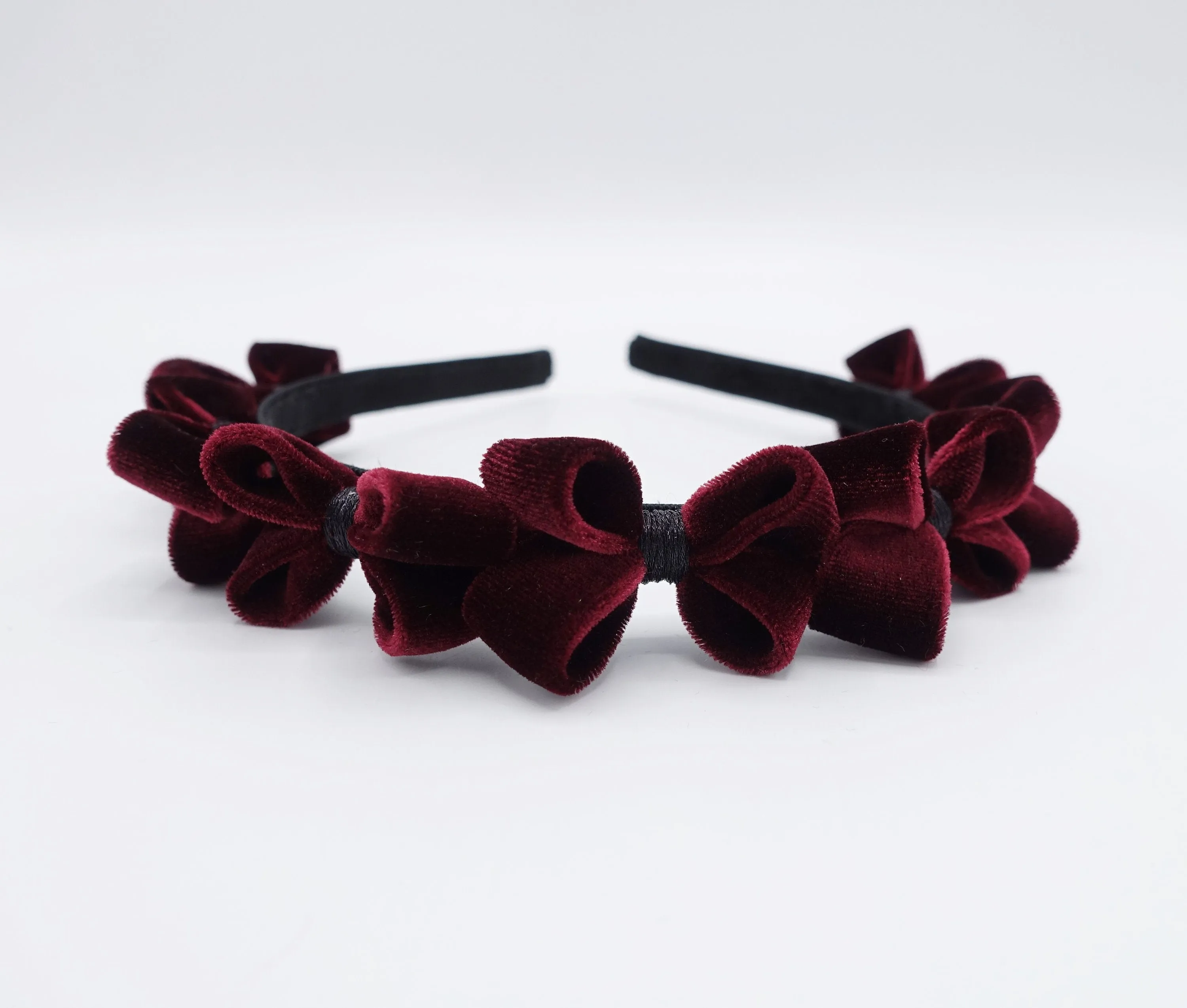 velvet bow headband, tiny bow embellished headband for women