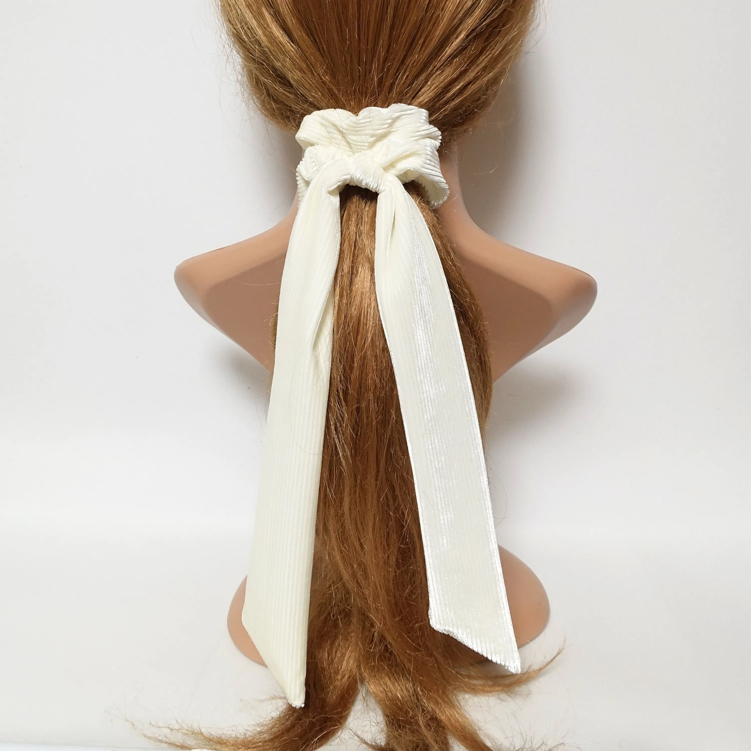 velvet stripe long tail bow knot scrunchies women hair elastic tie scrunchie accessory