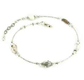 White Crystal Czech Beaded Anklet