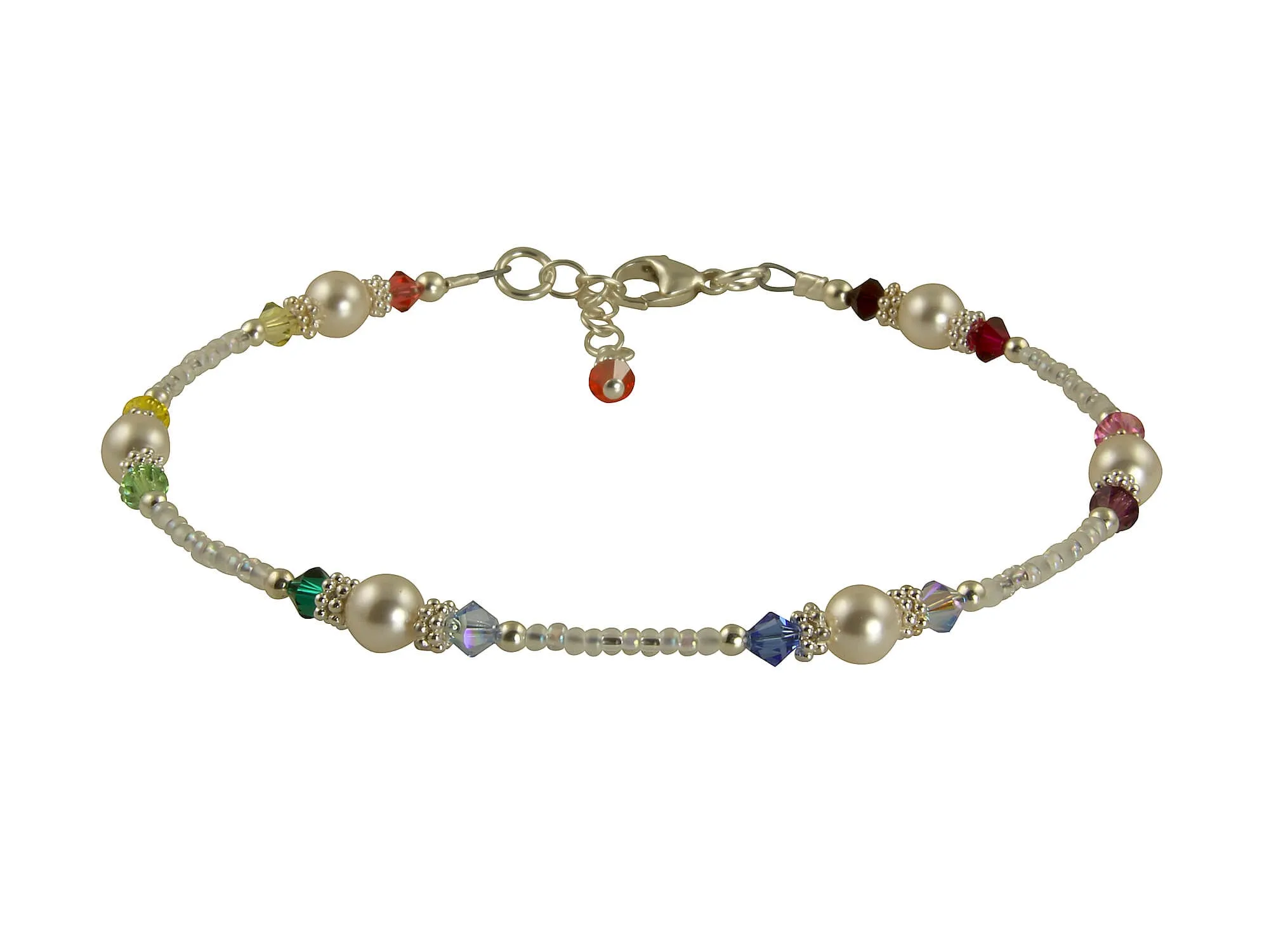 White Rainbow Crystal Beaded Anklet