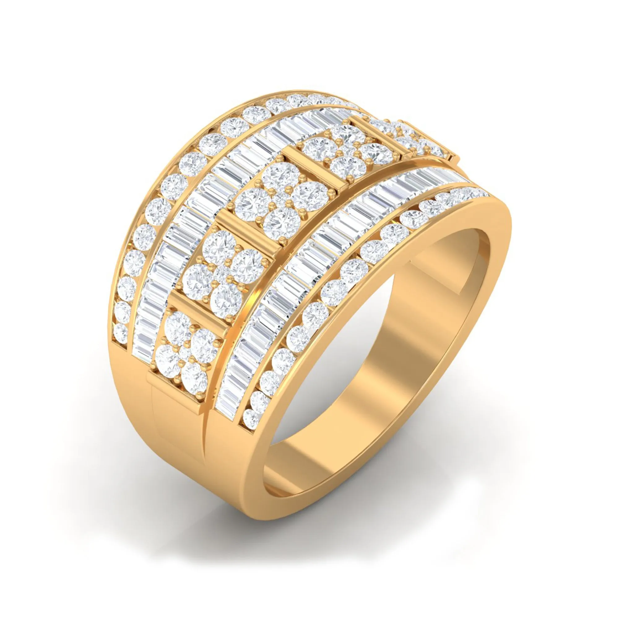 Zircon Statement Wide Wedding Band Ring