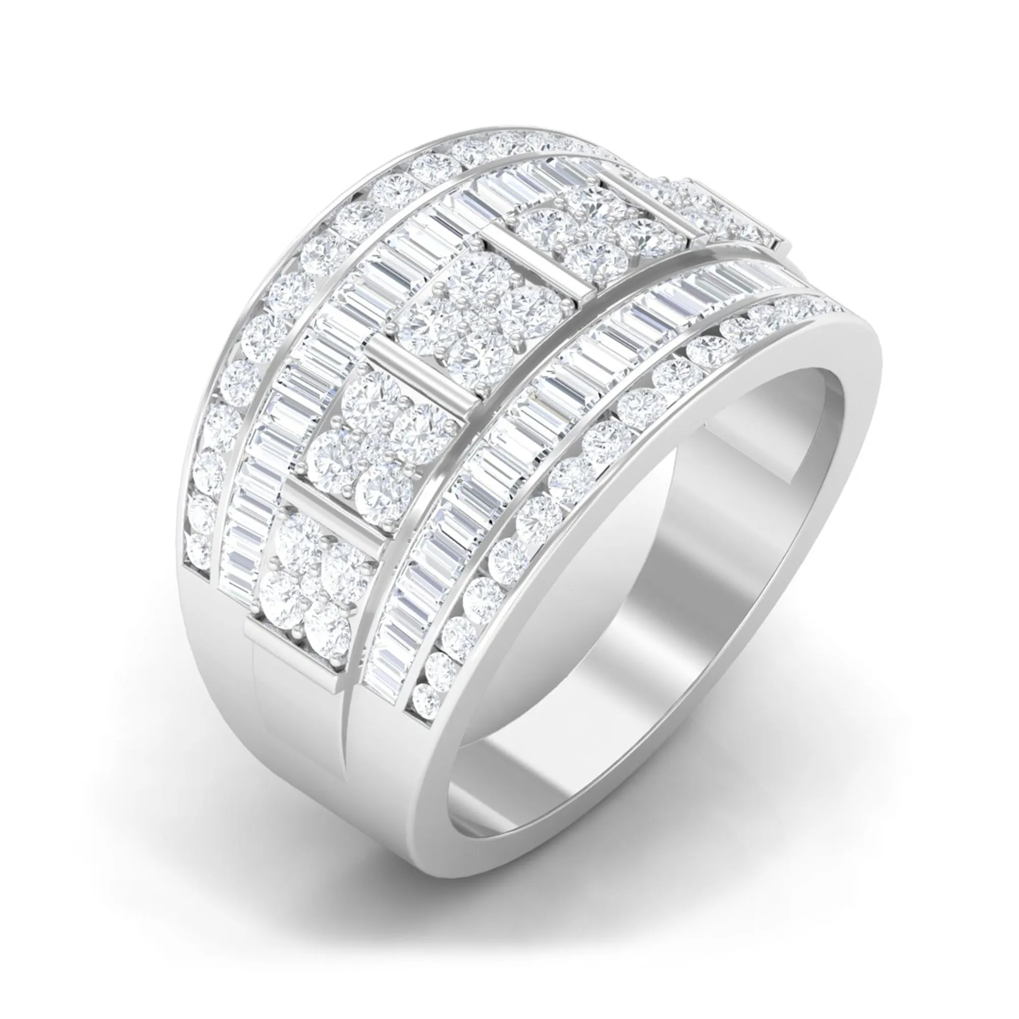 Zircon Statement Wide Wedding Band Ring